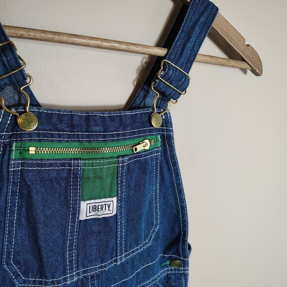 Liberty Denim Overalls Boys Size 12 Blue Jean Bib Workwear Straight Leg Vintage - Picture 3 of 11